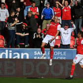 Rotherham United's Georgie Kelly clebrates scoring the winner against Huddersfield Town. Picture Jonathan Gawthorpe