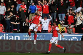 Rotherham United's Georgie Kelly clebrates scoring the winner against Huddersfield Town. Picture Jonathan Gawthorpe
