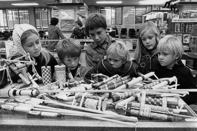 Hoping for a good choice of fireworks are Tracy Bowling, Kevin Ward, Jonathon Lee, Sally Whitworth, Peter Westwood and Julie Westwood in  October 1972