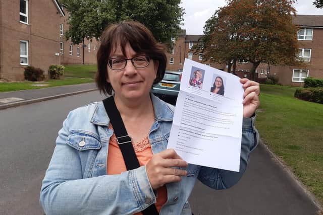 Coun Ruth Milsom with the letter she is posting to residents on Brick Street, Crookes