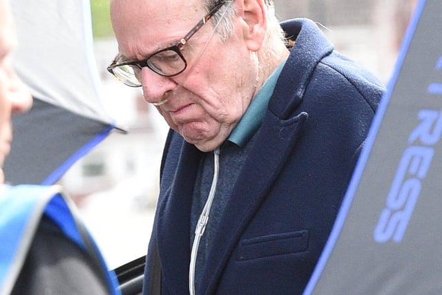 Tom Wilkinson during filming for The Full Monty Disney+ miniseries in Manchester.