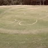 A South Yorkshire police picture of the damage done to one of the greens at Concord Park, Shiregreen