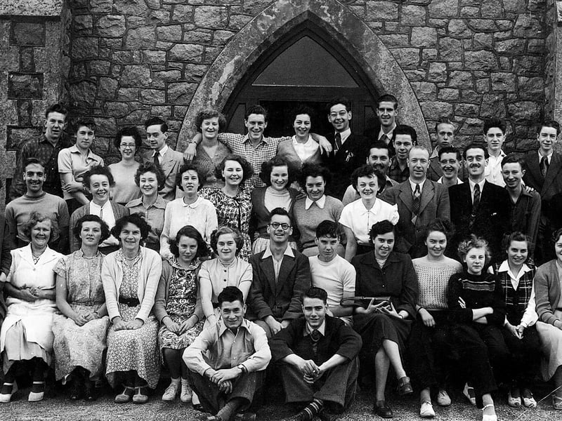 Members of the Richmond College Methodist Youth Club, Hillsborough Tabernacle Youth Club, and others at the Morley Hostel, Guernsey, in September 1952