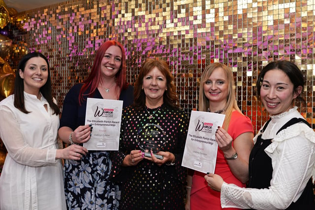 Michelle Cooper, winner of The Elizabeth Parkin award for Entrepreneurship, is pictured with Helen Francis, Head of Careers at Gradconsult, Kay Woodburn, of Gritty People and finalists Joanna Dawson and Kathryn Caterer