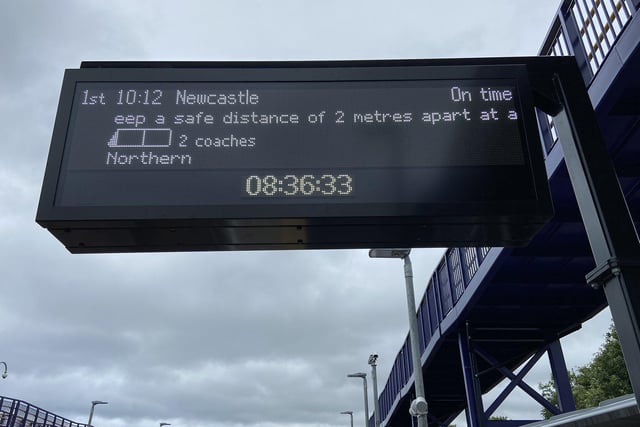 The electronic signs show people how many coaches each service offers.