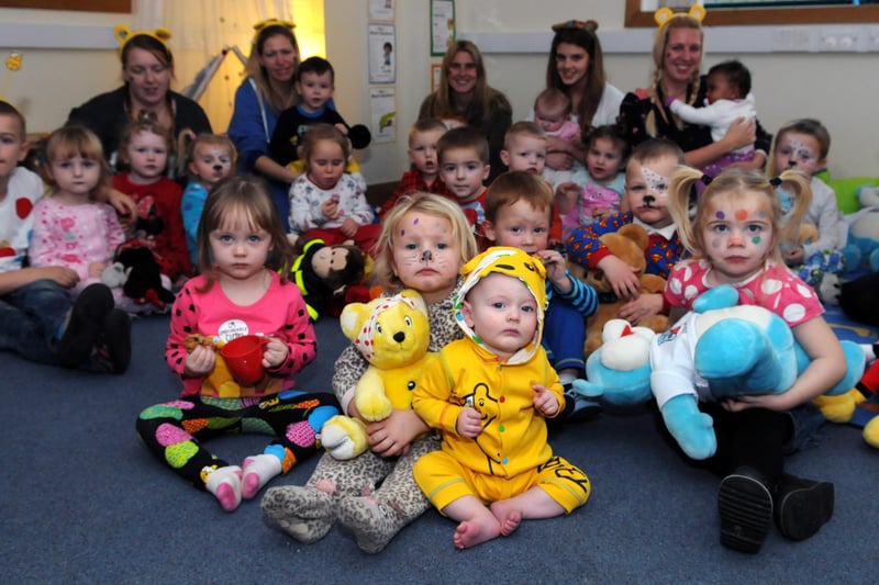 Youngsters at Biddick and Whiteleas Children's Centre who took part in a sponsored rhyme for Children in Need. Who remembers this from 8 years ago?