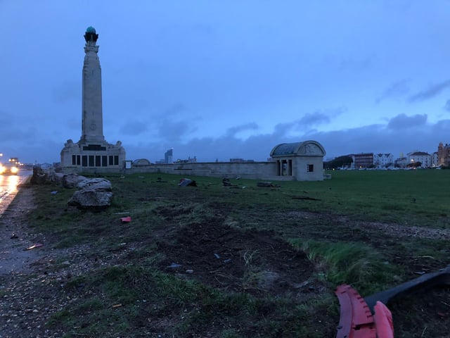 Aftermath of the crash on Southsea Common overnight.
