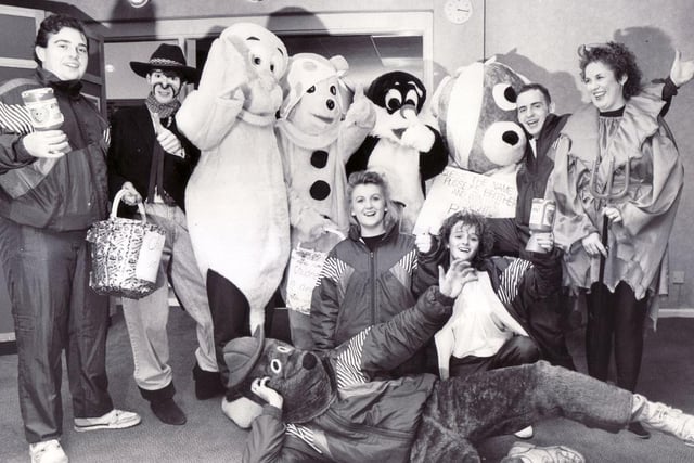 Staff at Sheffield’s Ritzy Nightclub in 1990, raising cash for Children in Need.