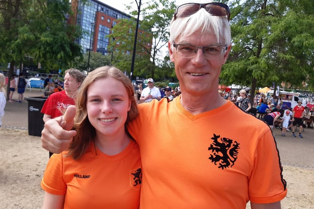 Dad Josh Rosier and daughter Sabrina travelled from Amersfoort, in the Netherlands, to watch their national team, and like Sheffield's sports pubs