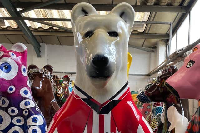 Sheffield United's Bear, 'Bearing the Colours' designed by artist Chris Ashmore