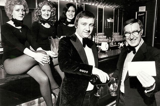 Dave Allen (pouring Champagne) opened Josephine's nightclub in Sheffield in 1976