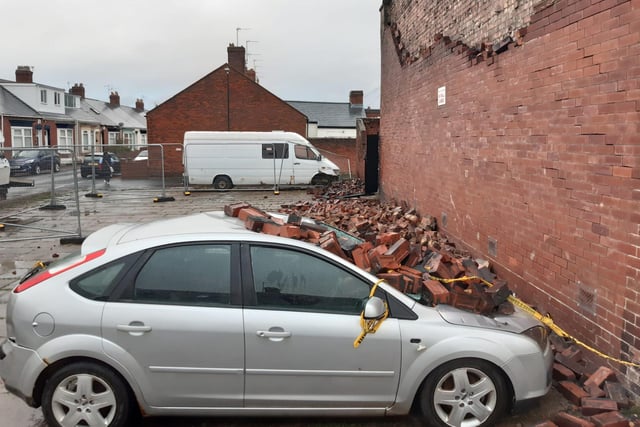 Vehicles have been damaged by falling debris