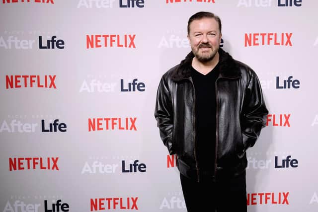 Season 3 of After Life - the comedy series created by Ricky Gervais - is coming to Netflix on Friday, January 14. Photo by Nicholas Hunt/Getty Images.