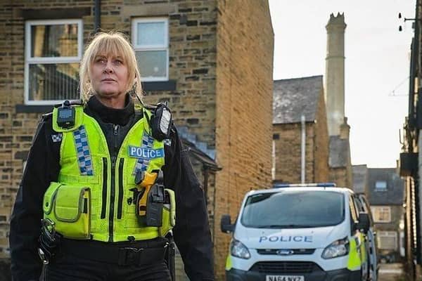 Sarah Lancashire as Police Sergeant Catherine Cawood in Happy Valley. Despite the third series of the hit BBC drama supposedly being set in Sheffield, most of the scenes were  filmed in and around Halifax. Photo: BBC