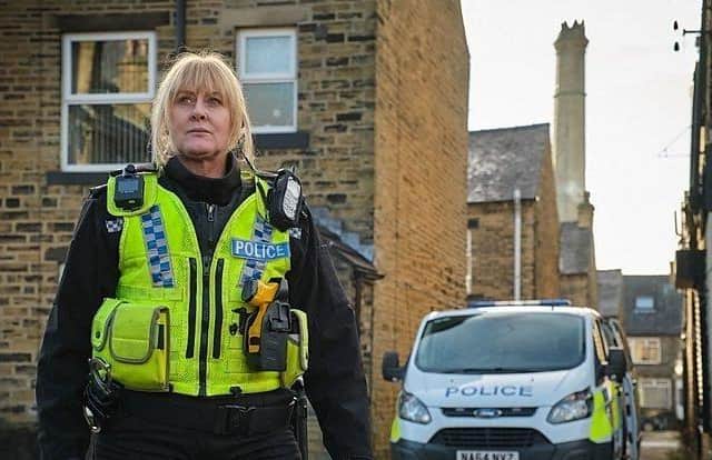 Sarah Lancashire as Police Sergeant Catherine Cawood in Happy Valley. Despite the third series of the hit BBC drama supposedly being set in Sheffield, most of the scenes were  filmed in and around Halifax. Photo: BBC
