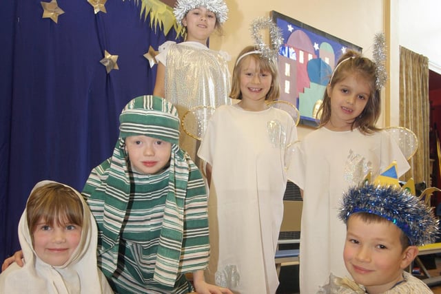 Cast of the 2008 Westfield school nativity were  l to r Millie Wilkins, Jacob Proctor, Sarah Dave, Chloe Wild, Hattie Drury and Harry Mustafa