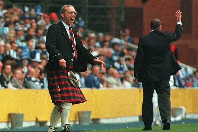 Falkirk manager Alex Totten dressed for the occasion at a Scottish Cup final against Kilmarnock.