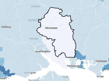 The ONS figures from between April 2019 and March 2020 show that Winchester had a happiness rating of 7 out of 10.
