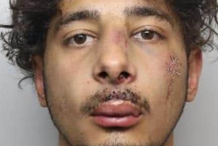 Pictured is Khalid Ali, aged 23, of Alderson Place, Highfield, Sheffield, who was sentenced at Sheffield Crown Court to 15 months of custody after he admitted three offences of assaulting an emergency worker after he spat at three police officers.

 

Khalid Ali was sentenced at Sheffield Crown Court on February 9, 2022, to 15 months of custody.