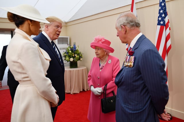 Prince Charles, Prince of Wales, Queen Elizabeth II, President of the United States, Donald Trump and First Lady of the United States, Melania Trump prepare to meet veterans. Picture: Jeff J Mitchell - WPA Pool /Getty Images