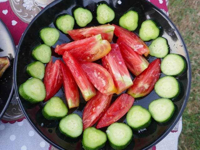Mike said: "One of many beautiful meals that kind strangers fed me over the months of the trip."