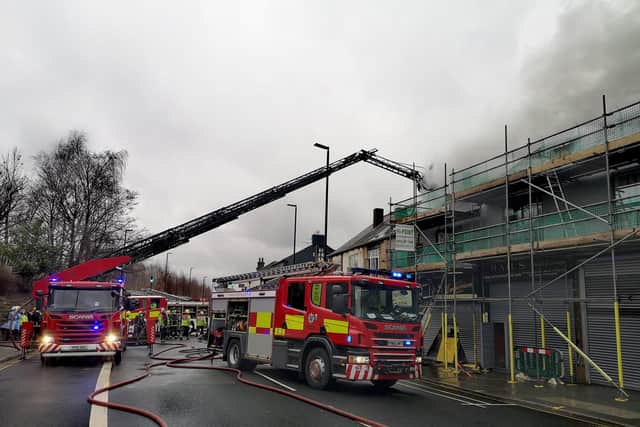 Firefighters at the scene of a blaze on Chesterfield Road, Heeley, Sheffield (Photo:  SYFR)
