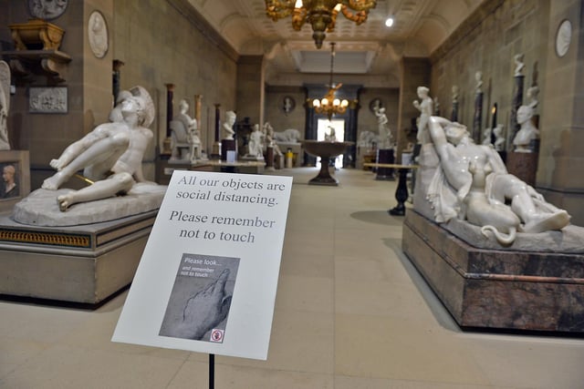 The magnificent sculpture gallery with new signs installed.