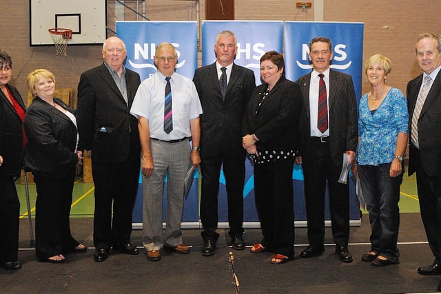 Prof Jim McGoldrick with the attending elected members at the count
