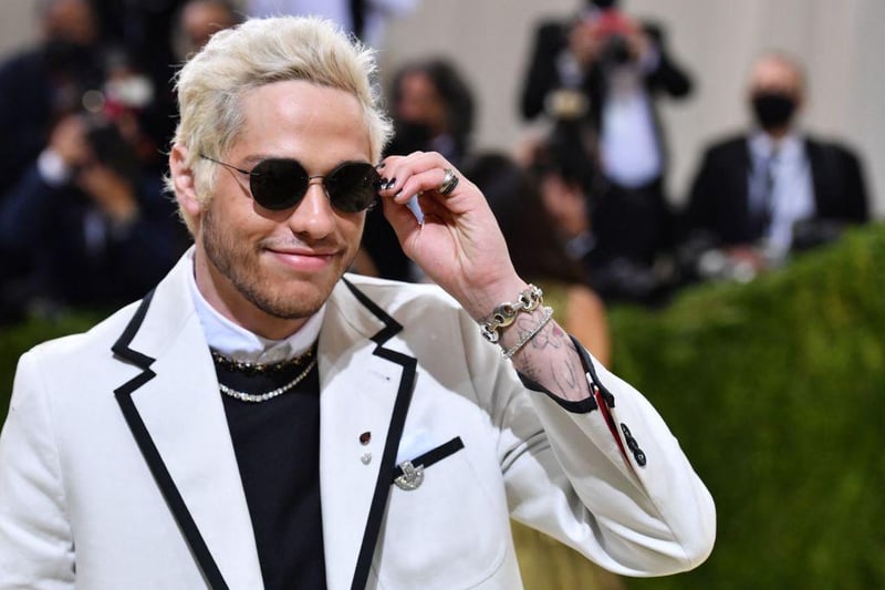 Comedian Pete Davidson wore a black and white outfit from Thom Browne.