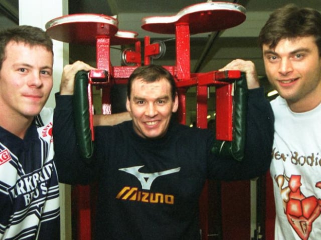 Coach Colin Maskell and Dragons player Gavin Morgan and Ian Wilson worked out back in 1998