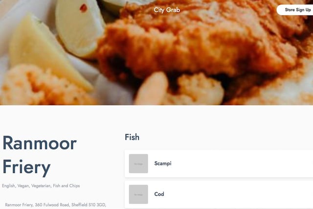 Fish and chip shop at 360 Fulwood Road, Sheffield. 
English, vegan and vegetarian options
Call  01142309200, email ranisandhu200@gmail.com or order via the City Grab app: https://www.citygrab.co.uk/restaurants/ranmoor-friery-5