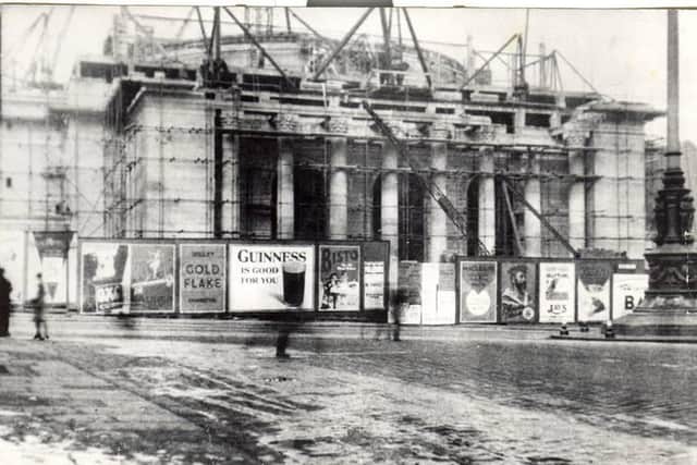 Construction under way on Sheffield City Hall in 1932, the year that it opened