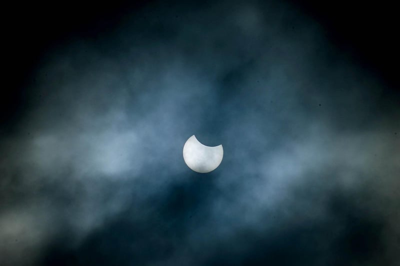 Lasting a couple of hours, the celestial event was easy to see when the skies cleared by anyone with solar eclipse glasses or even a kitchen colander.