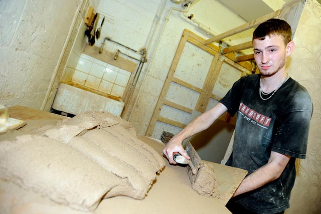 Doncaster Deaf School pupil  James Thompson in the Plastering Class back in 2012