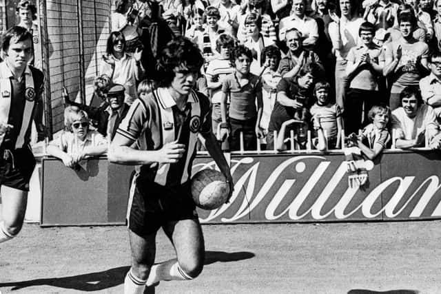 Alex Sabella before his first appearance for Sheffield United against Orient at Bramall Lane in August 1978.