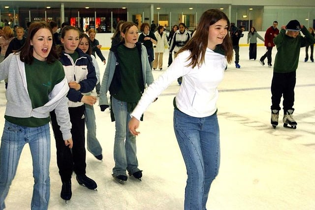 Students from Meadowhead School are amongst the first to sample the skating at the new iceSheffield venue at Don Valley, Sheffield,  May 21, 2003
