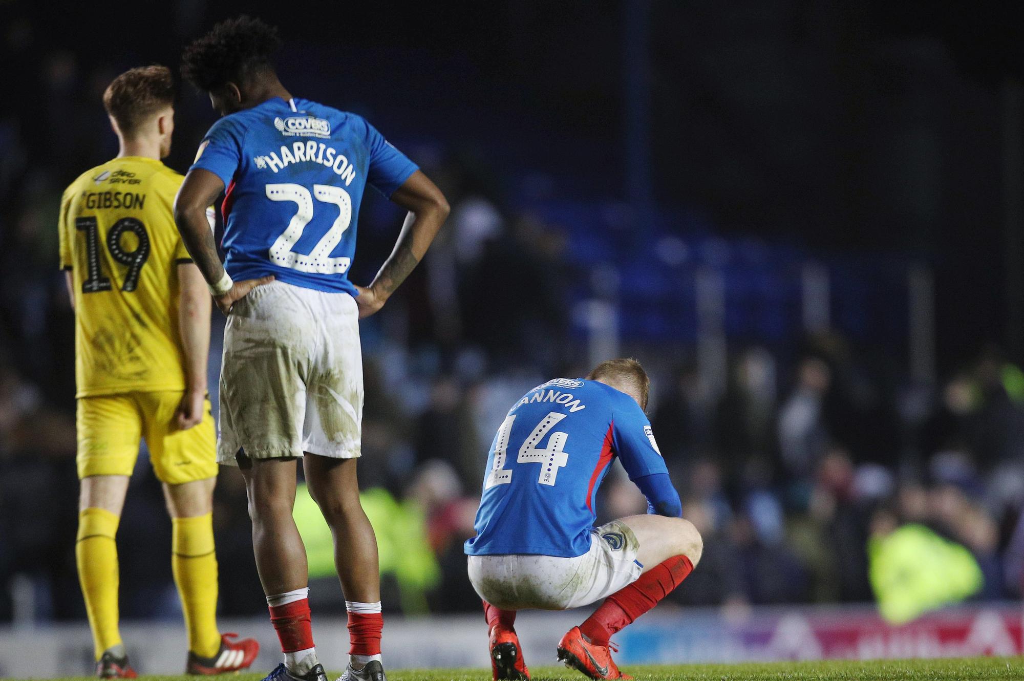 Ellis Harrison, left, and Andy Cannon at the final whistle