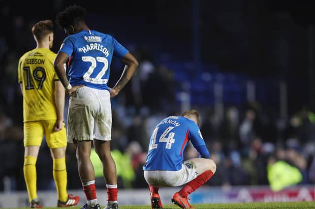 Ellis Harrison, left, and Andy Cannon at the final whistle
