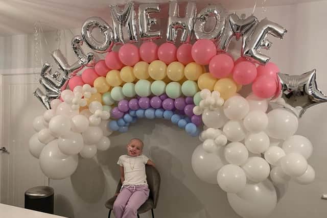 Penny Barraclough was finally able to return home recently after spending several weeks at Sheffield Children's Hospital