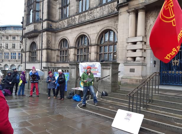 The People's Assembly's cost of living rally outside Sheffield Town Hall