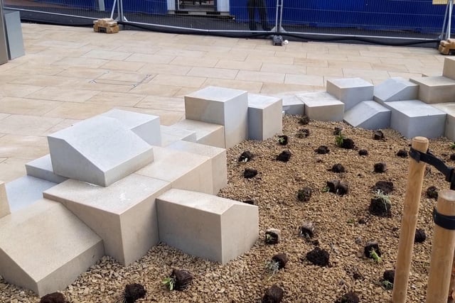 Stones to climb on  in Pound's Park, Rockingham Street, Sheffield, due to open on Monday.