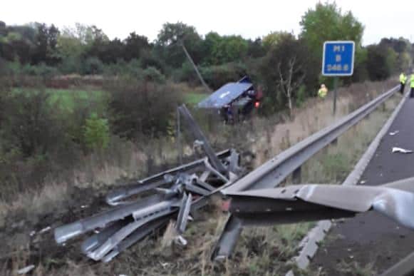 This was the scene after a crash on the M1 near Sheffield, between junctions 30 and 31, on Tuesday, October 26