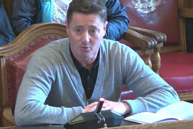 Developer James Hinchcliffe, whose proposal to build four homes on land at Brooklands Avenue, Fulwood was rejected by Sheffield City Council's planning committee. Picture: Sheffield City Council webcast