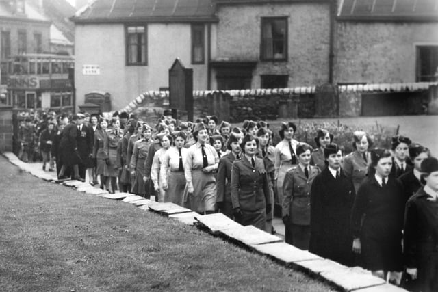 Members of women's services in Sunderland in procession to Bishopwearmouth Church, Sunderland.