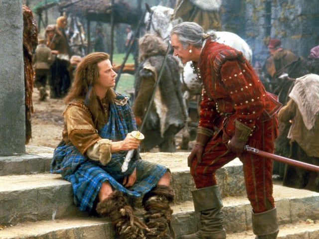 Sean Connery and Christopher Lambert in Highlander in 1986