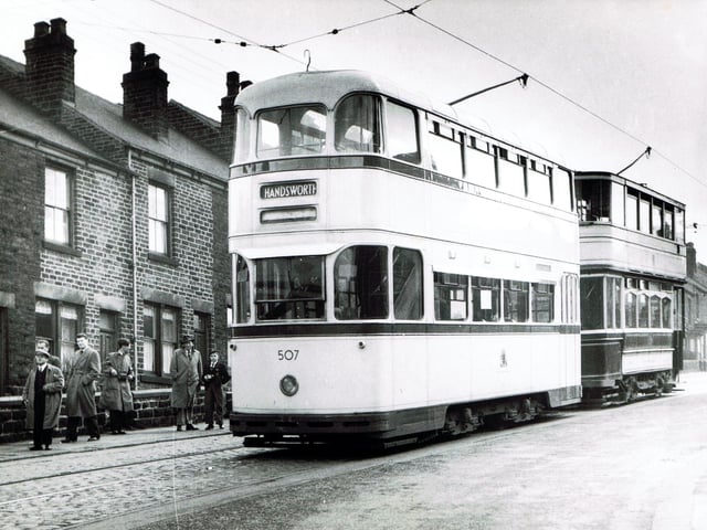 Trams pictured at Handsworth, Sheffield