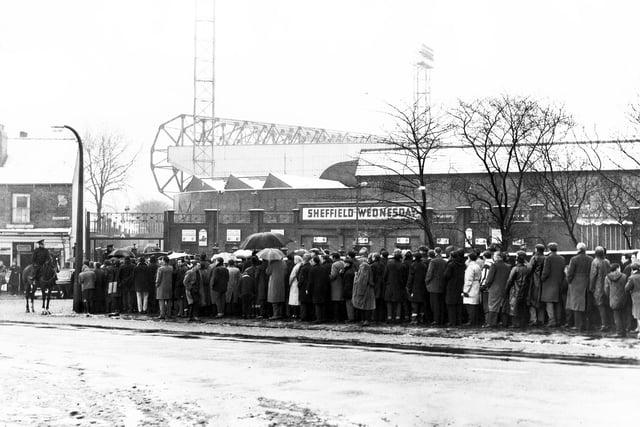 Fans queuing for semi-final tickets at the Sheffield Wednesday Football Ground at Hillsborough, March 21, 1965