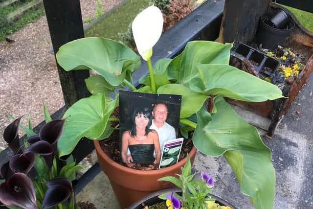 Andy's wife Lily's ashes were in one of the planters that was stolen.