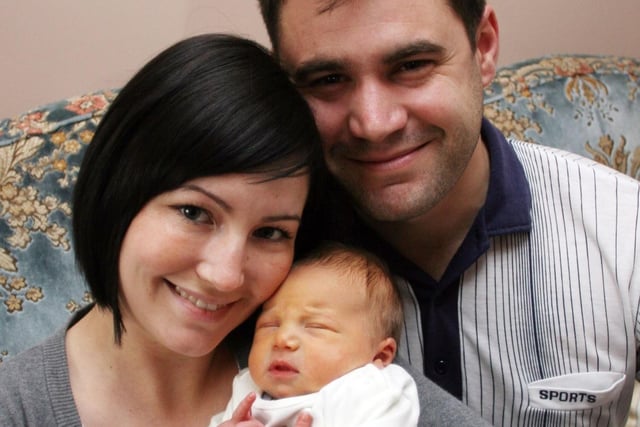 Mario Lanza and Toni McElvaney with baby Francesco at Barlborough in 2009.