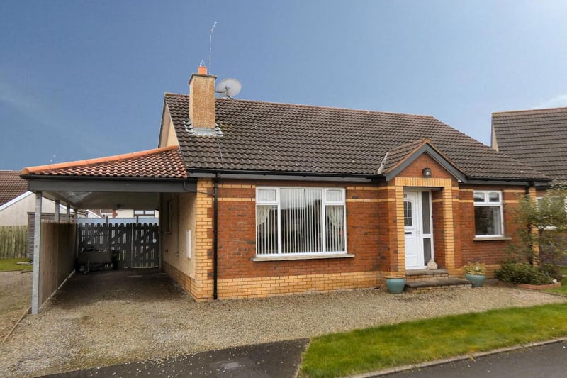 Three bed detached bungalow on Castlehill Place, Ballymoney.  Average house price in Causeway Coast and Glens - £161,747.